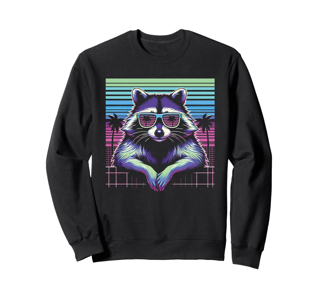 Raccoon Sunglasses 80S Sweatshirt - Casual Everyday Wear for Adults - T-Shirt, Sweatshirt, Hoodie