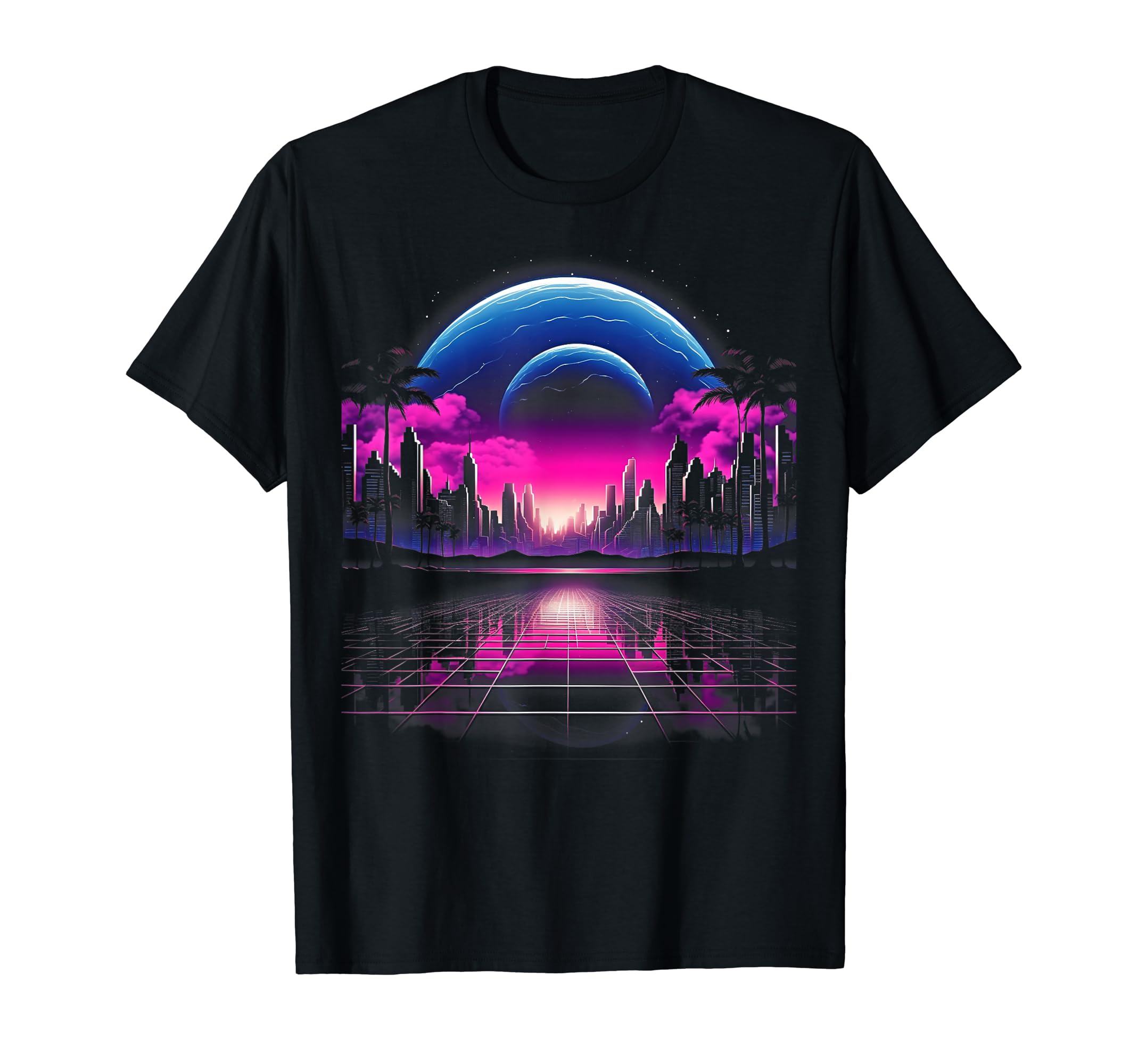 Vaporwave Cityscape 80S Synthwave 9 T-Shirt - Fun Novelty Design Unisex - T-Shirt, Sweatshirt, Hoodie