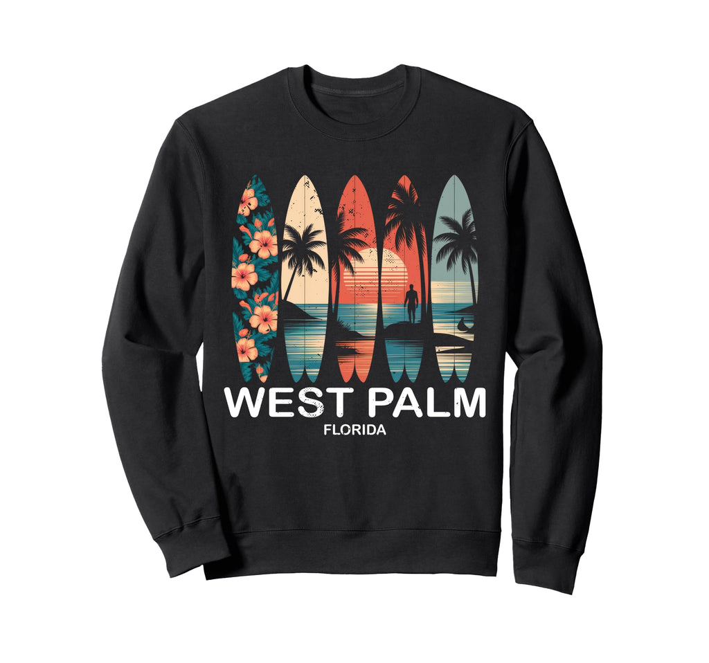 West Palm Beach Florida Surfboard Sweatshirt - Novelty Apparel Unisex - T-Shirt, Sweatshirt, Hoodie