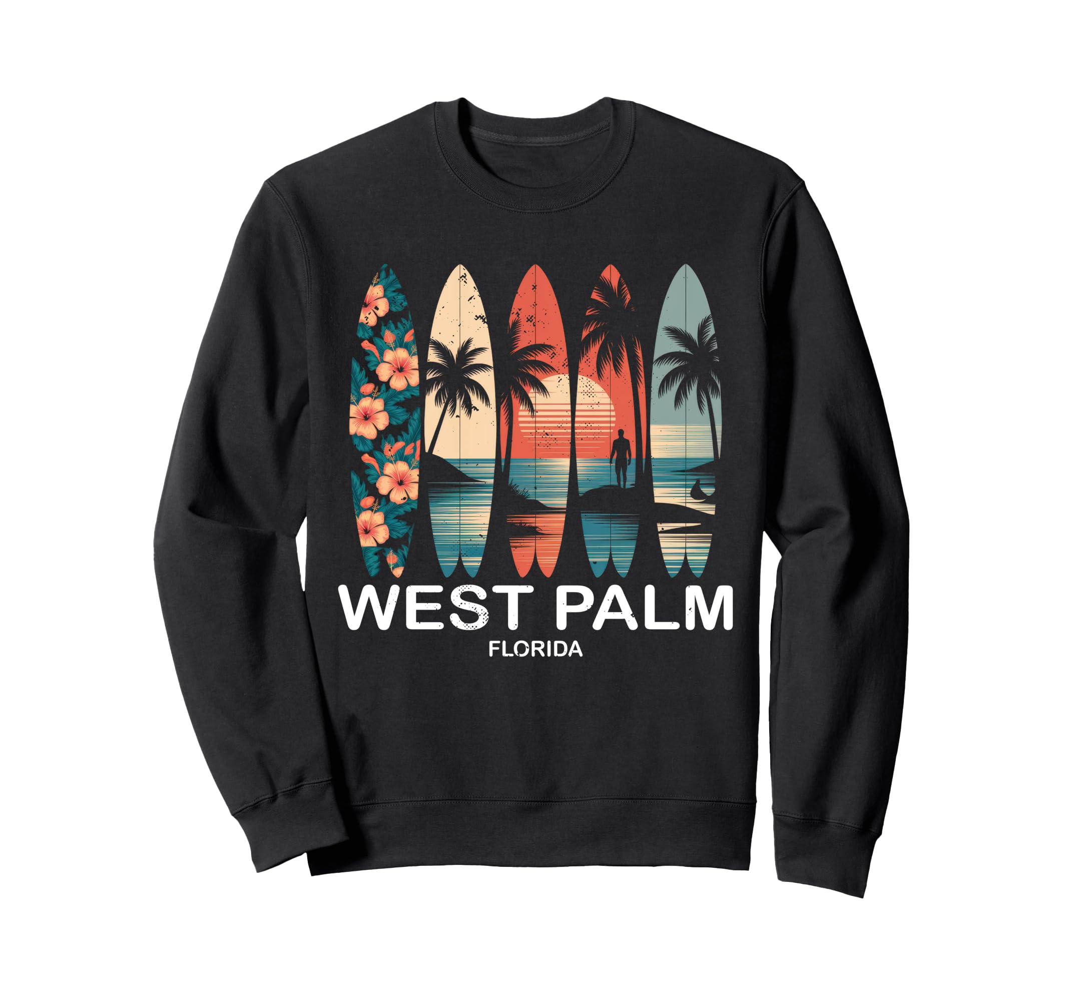 West Palm Beach Florida Surfboard Sweatshirt - Novelty Apparel Unisex - T-Shirt, Sweatshirt, Hoodie