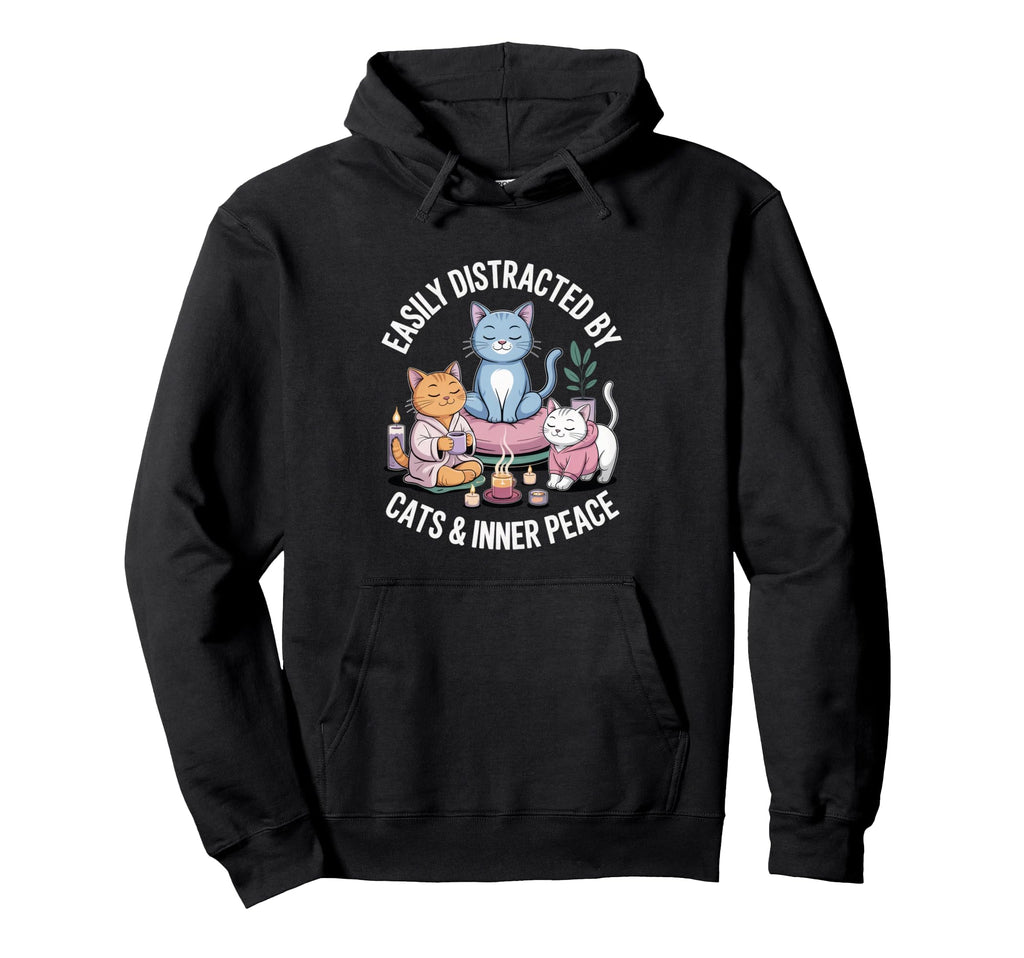 Easily Distracted Cats And Inner Hoodie - Fun Novelty Design for Adults - T-Shirt, Sweatshirt, Hoodie