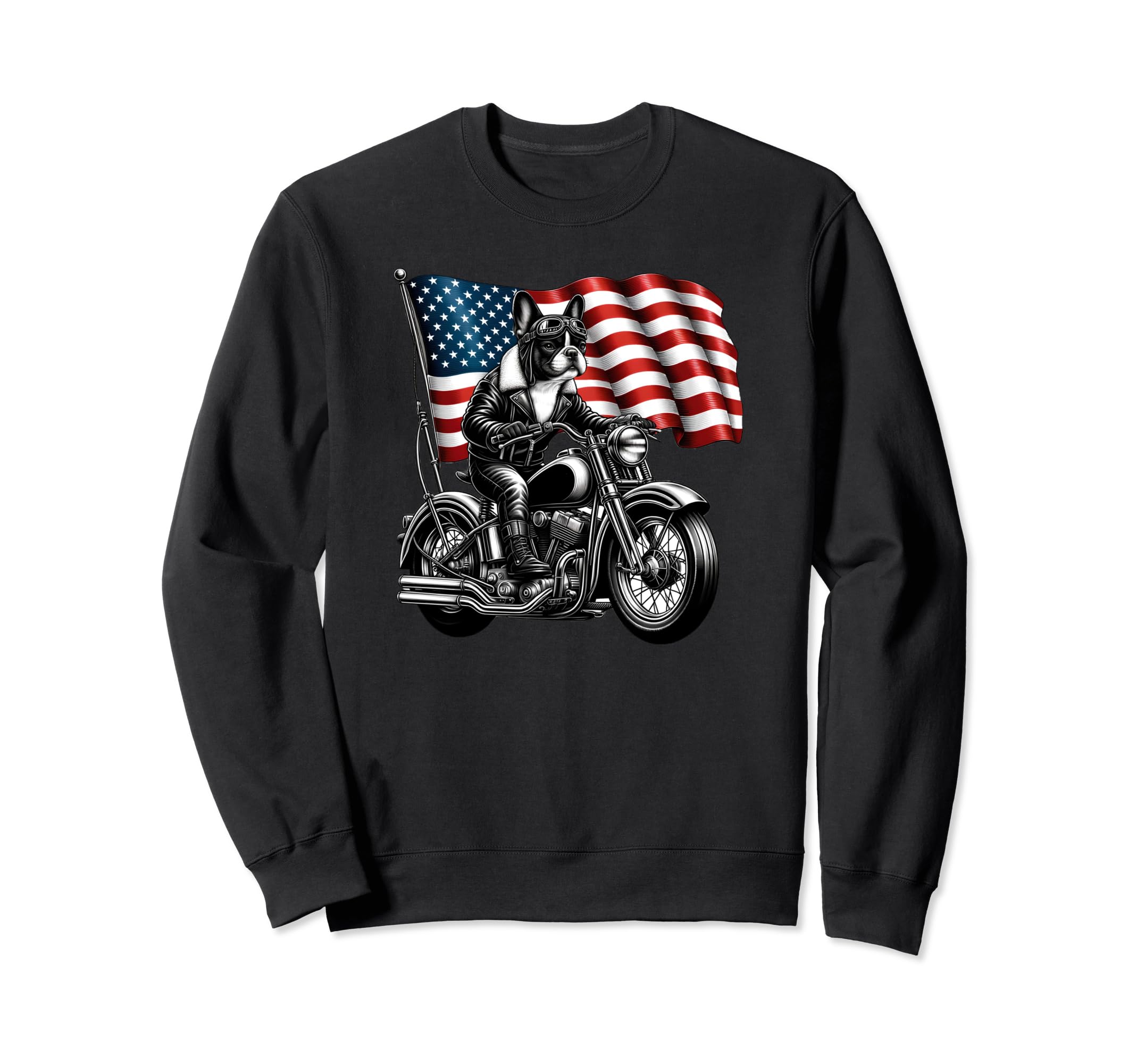 Patriotic French Bulldog Motorcycle Sweatshirt - Trendy Graphic for Adults - T-Shirt, Sweatshirt, Hoodie