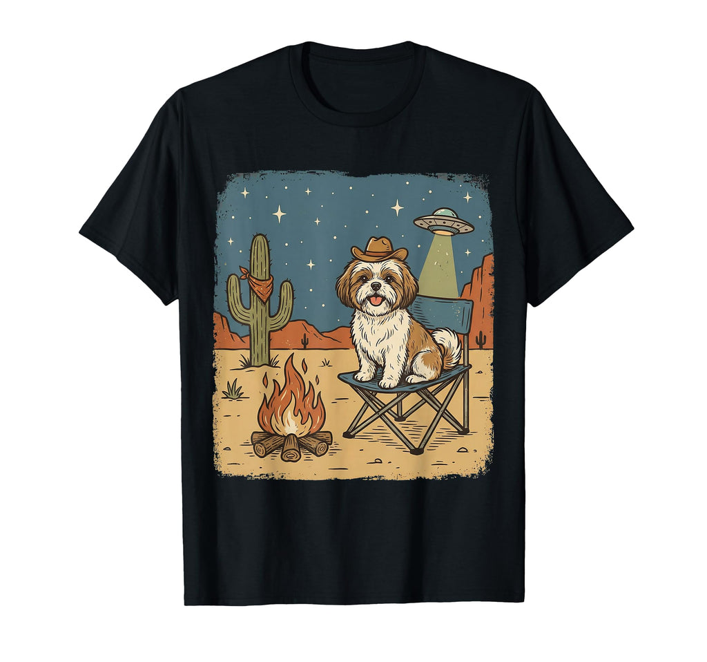 Funny Shih Tzu Cowboy Dog Western Art T-Shirt - Aesthetic Graphic Unisex - T-Shirt, Sweatshirt, Hoodie