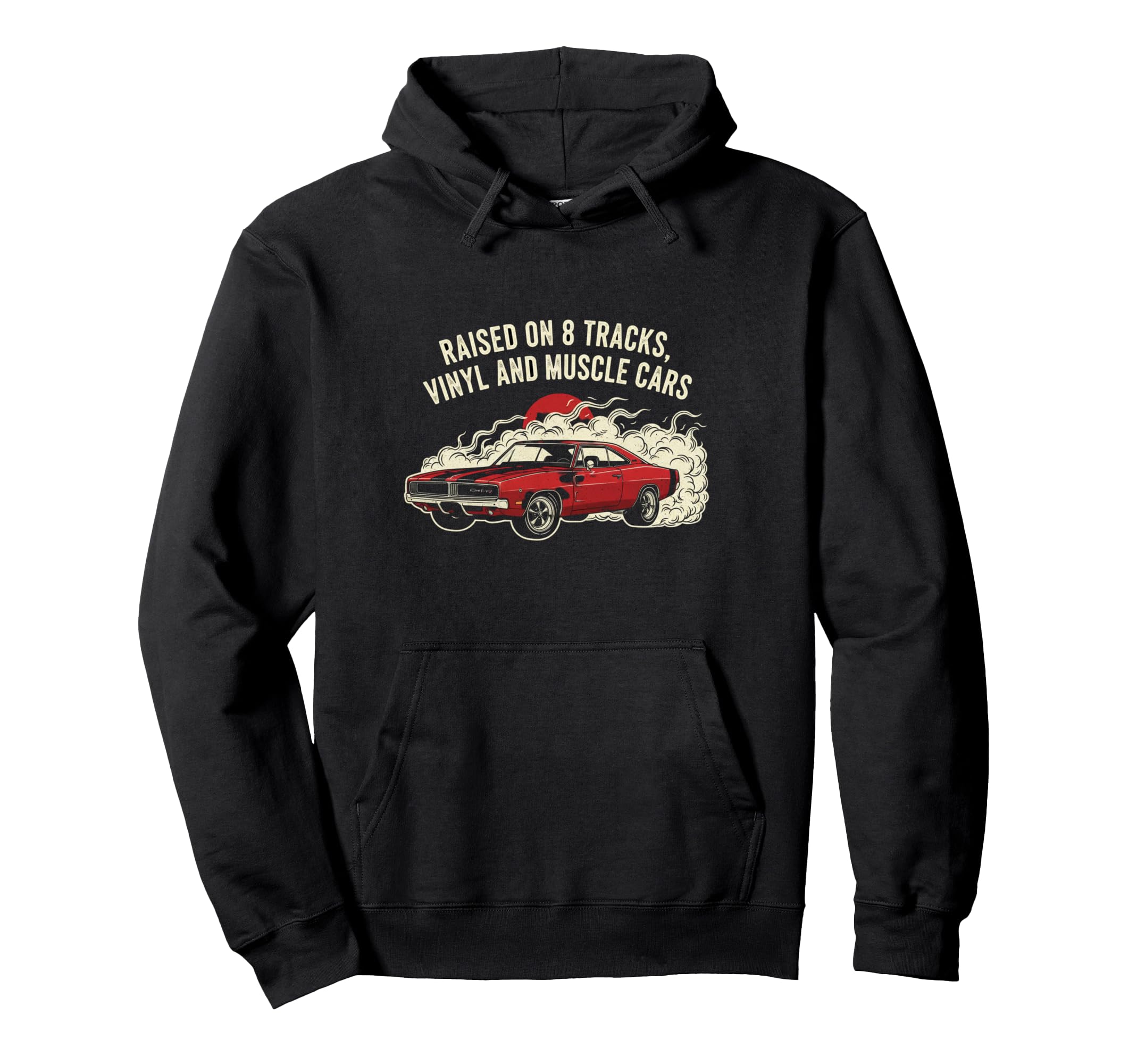 Raised Vinyl And V8S 70 Charger Hoodie - Fun Novelty Design for Adults - T-Shirt, Sweatshirt, Hoodie