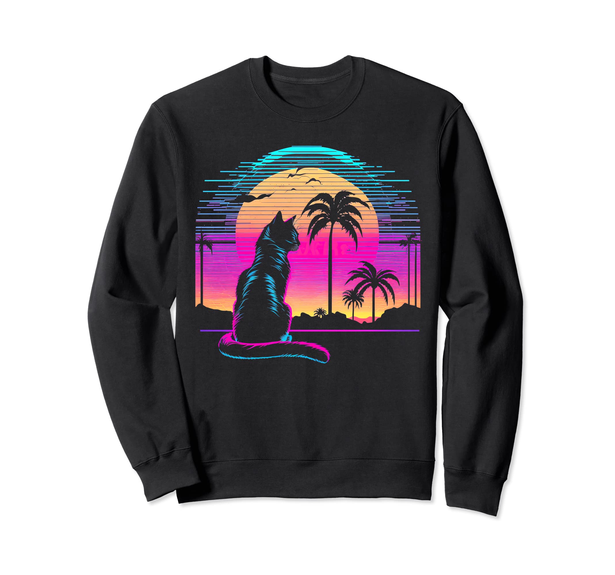 Cat Vaporwave Retrowave Aesthetic Sweatshirt - Novelty Apparel Men Women - T-Shirt, Sweatshirt, Hoodie