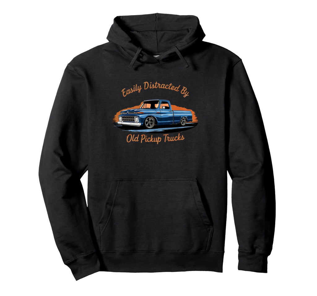 Truck Lovers Easily Distracted Old Hoodie - Aesthetic Graphic for Adults - T-Shirt, Sweatshirt, Hoodie