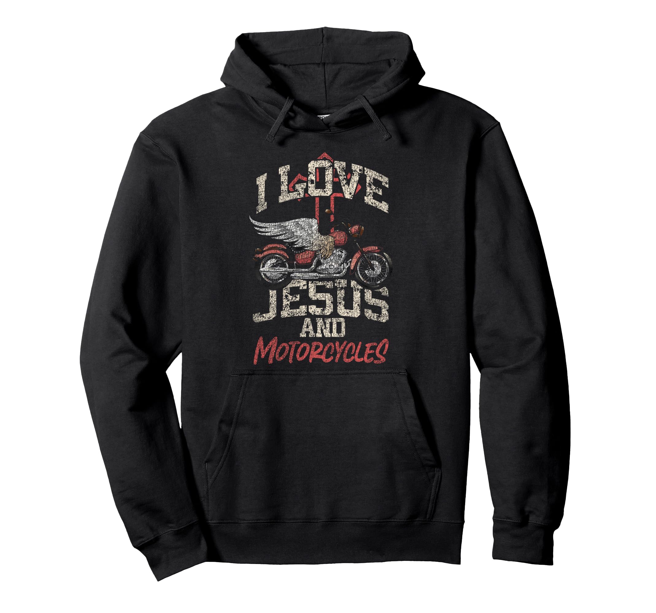 Motorcycle Biker Jesus Faith Christian Hoodie - Fun Novelty Design Unisex - T-Shirt, Sweatshirt, Hoodie