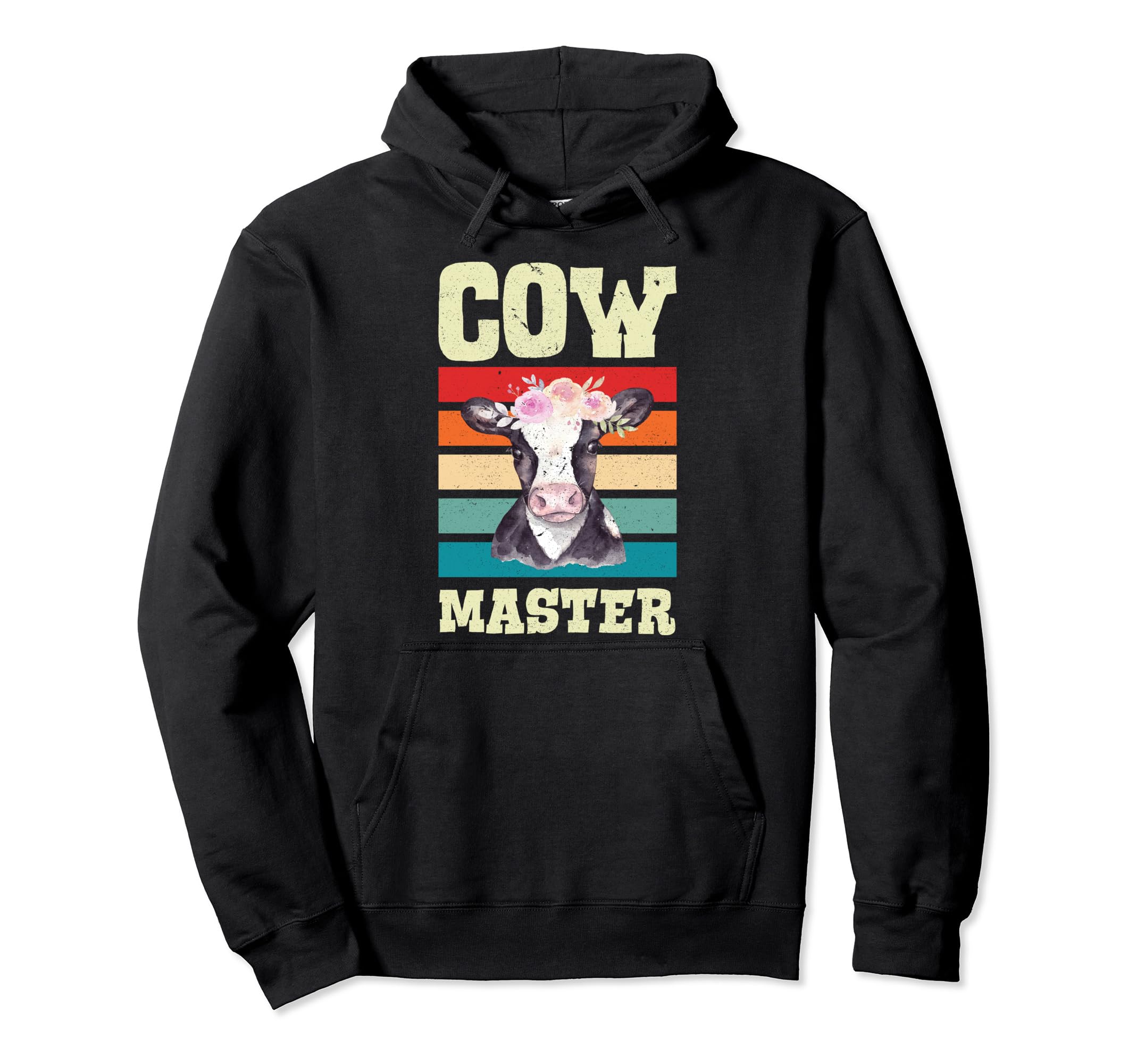 Cow Master Distressed Grunge Cow Hoodie - Minimalist Print for Adults - T-Shirt, Sweatshirt, Hoodie