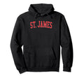 St James Ny Distressed Red Varsity Hoodie - Trendy Graphic Unisex - T-Shirt, Sweatshirt, Hoodie