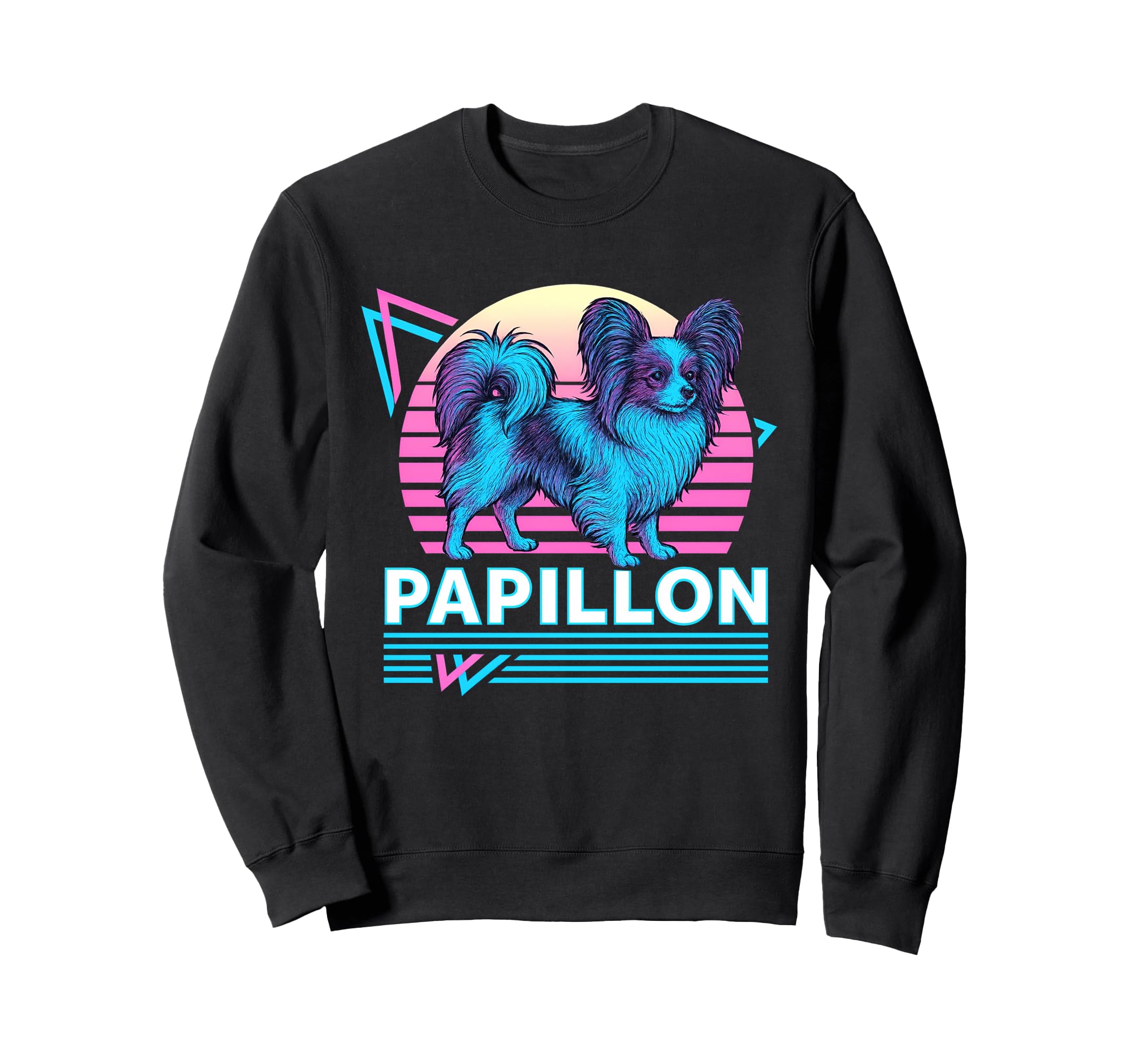 Papillon Dog Synthwave Aesthetic Dog Sweatshirt - Graphic Print Unisex - T-Shirt, Sweatshirt, Hoodie