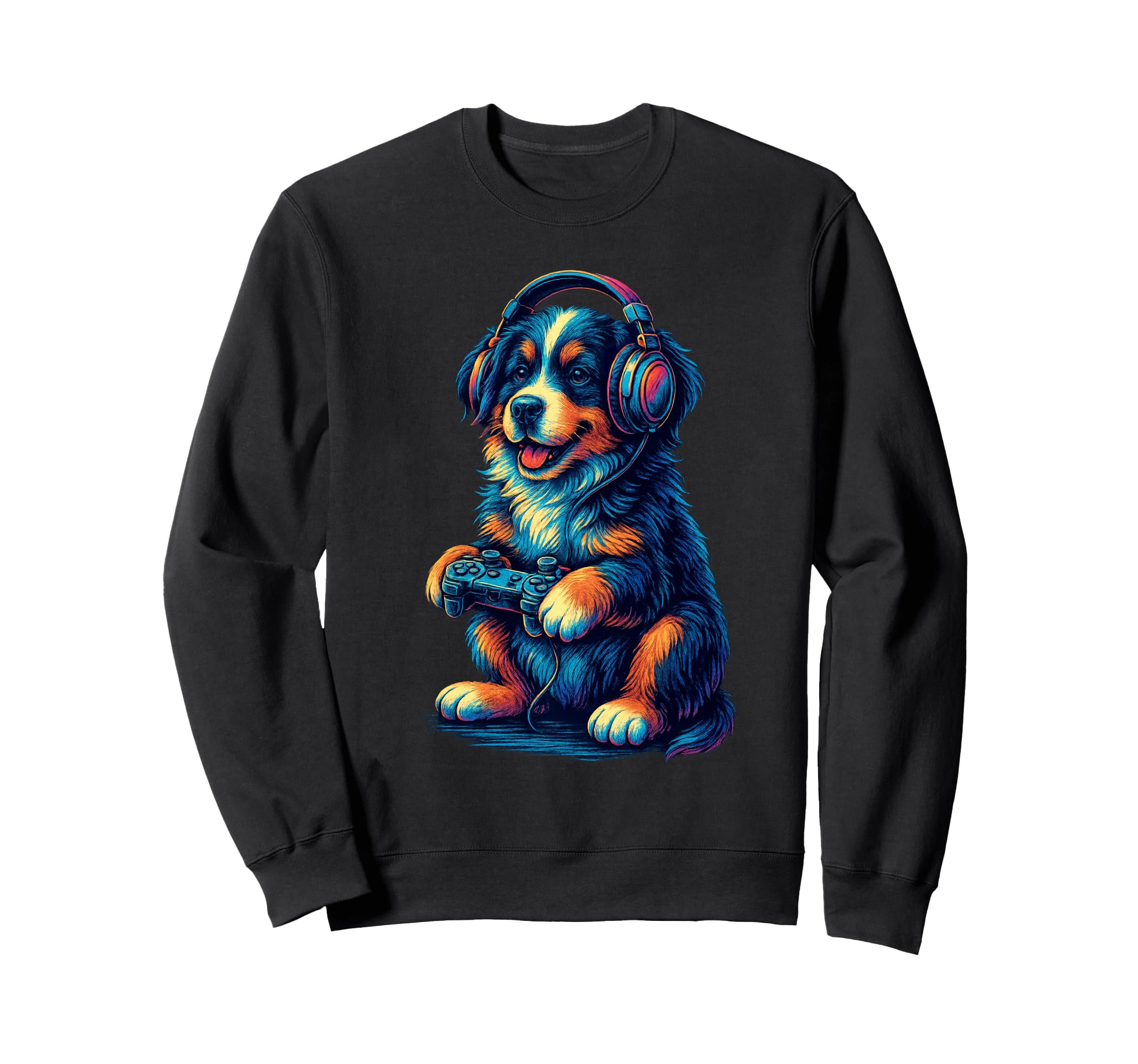 Bernese Mountain Dog Gamer Gaming Sweatshirt - Custom Art Print for Adults - T-Shirt, Sweatshirt, Hoodie
