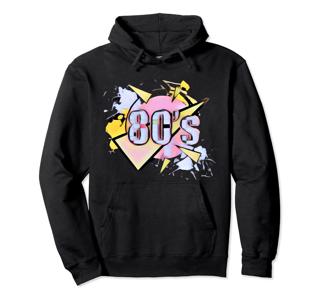 Distressed Totally Rad 80S Costume Hoodie - Novelty Apparel for Adults - T-Shirt, Sweatshirt, Hoodie