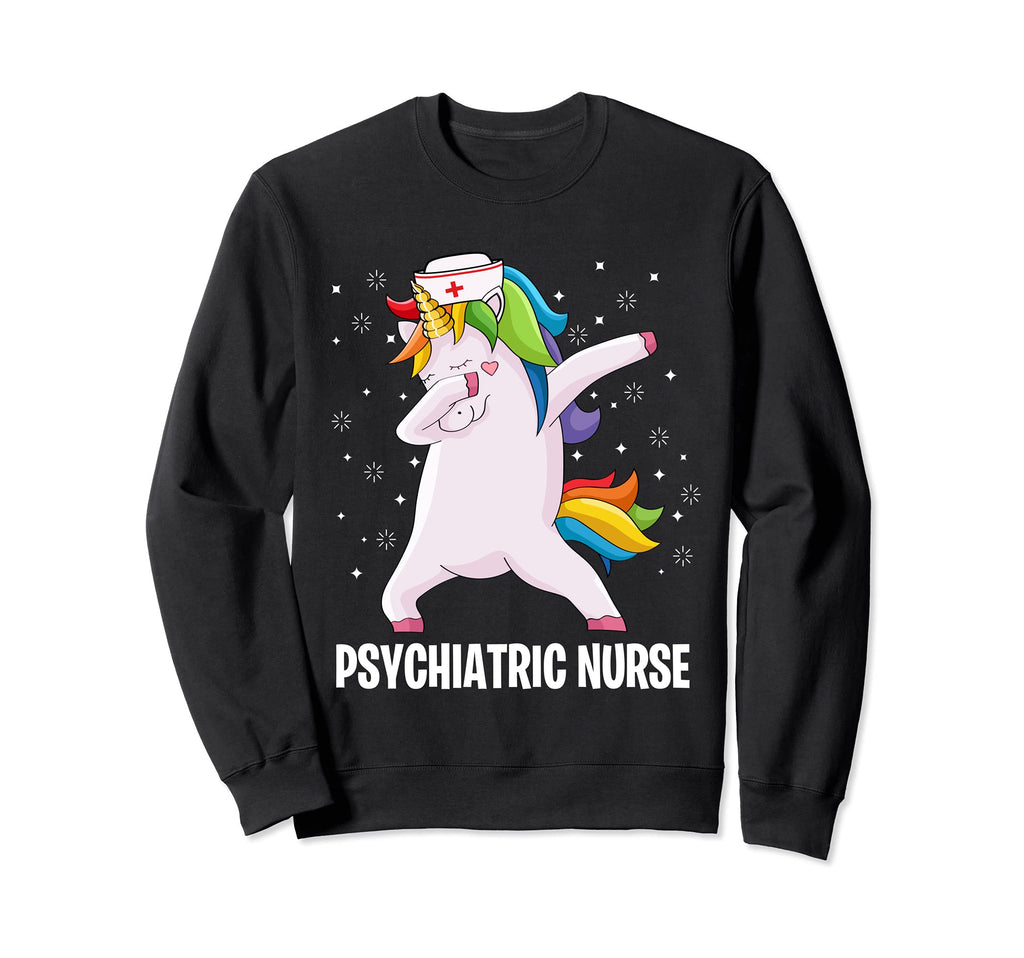 Psychiatric Nurse Dab Unicorn Rn Sweatshirt - Minimalist Print for Adults - T-Shirt, Sweatshirt, Hoodie