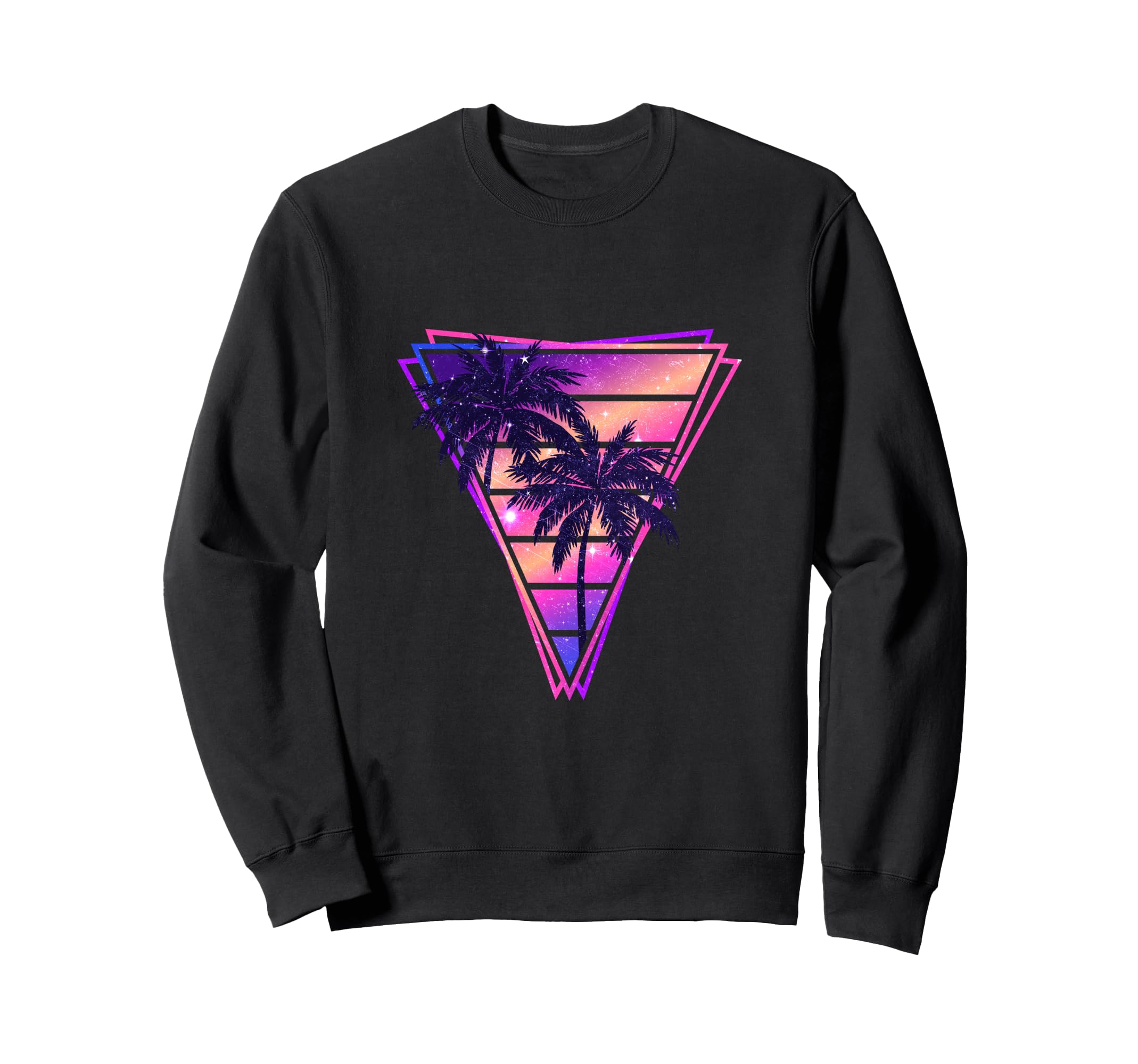 Synthwave Vaporwave Triangle Palm Sweatshirt - Custom Art Print Men Women - T-Shirt, Sweatshirt, Hoodie