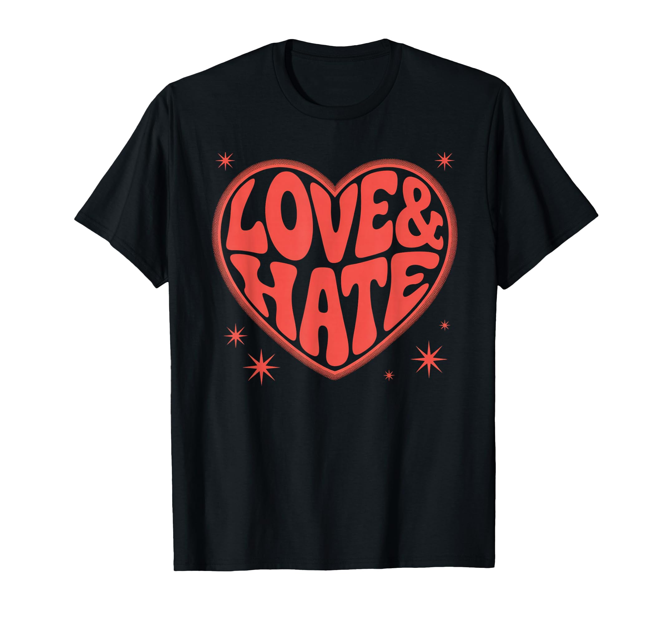 Love Hate 1970S Typography Art T-Shirt - Novelty Apparel Unisex - T-Shirt, Sweatshirt, Hoodie
