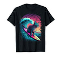 80S Vaporwave Synthwave Surfing Cat T-Shirt - Fun Novelty Design Men Women - T-Shirt, Sweatshirt, Hoodie