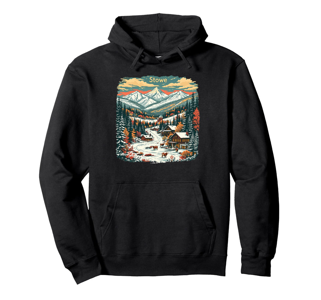 Stowe Vermont Sunset Mountains Hoodie - Novelty Apparel for Adults - T-Shirt, Sweatshirt, Hoodie