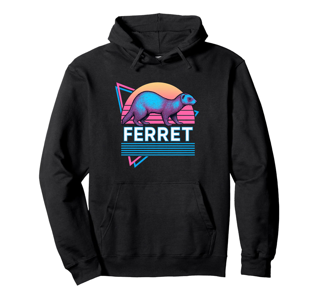 Ferret Synthwave Aesthetic Pet Lover Hoodie - Novelty Apparel for Adults - T-Shirt, Sweatshirt, Hoodie