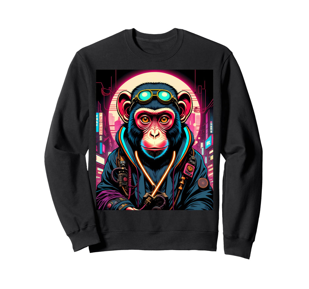 Japanese Vaporwave Monkey 80S Sweatshirt - Fun Novelty Design Unisex - T-Shirt, Sweatshirt, Hoodie