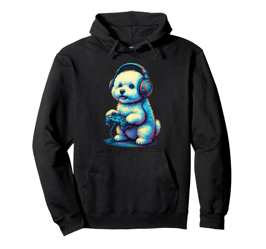 Bichon Frise Gamer Gaming Dog Lover Hoodie - Aesthetic Graphic for Adults - T-Shirt, Sweatshirt, Hoodie