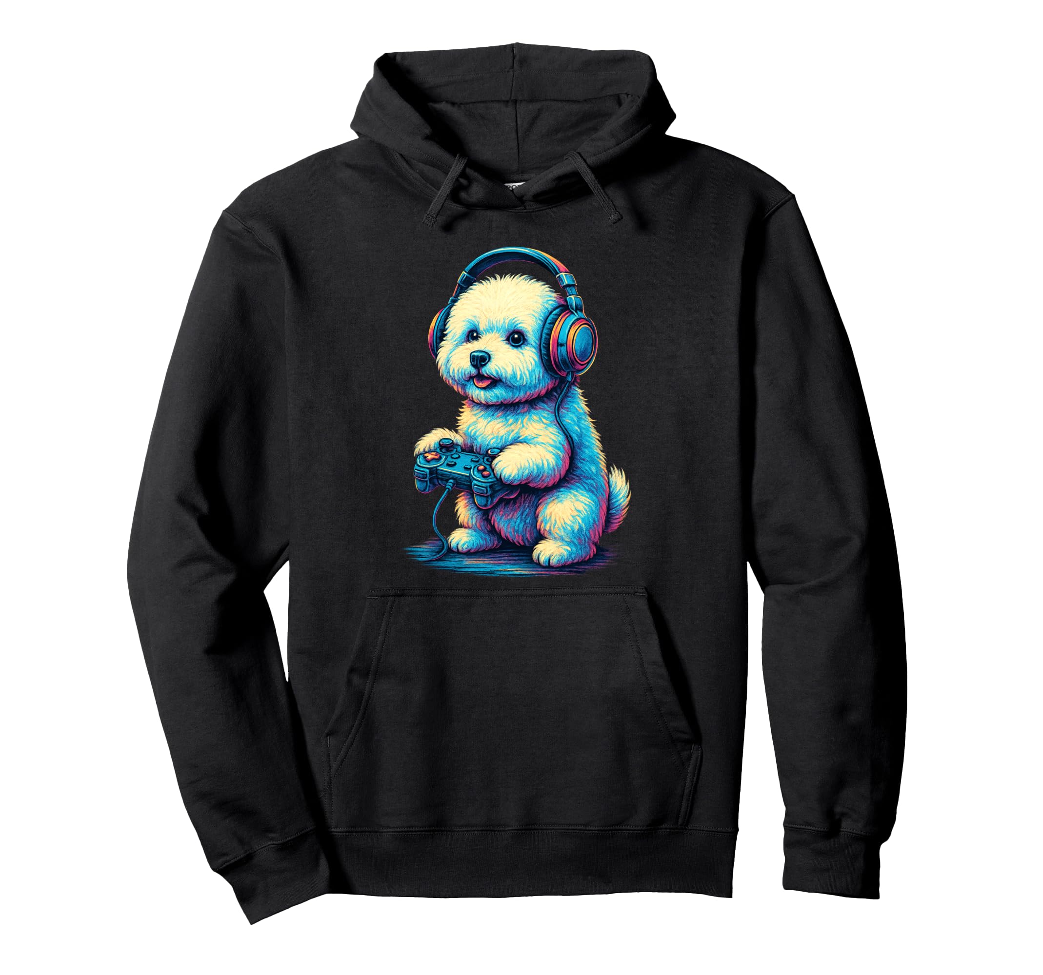 Bichon Frise Gamer Gaming Dog Lover Hoodie - Aesthetic Graphic for Adults - T-Shirt, Sweatshirt, Hoodie