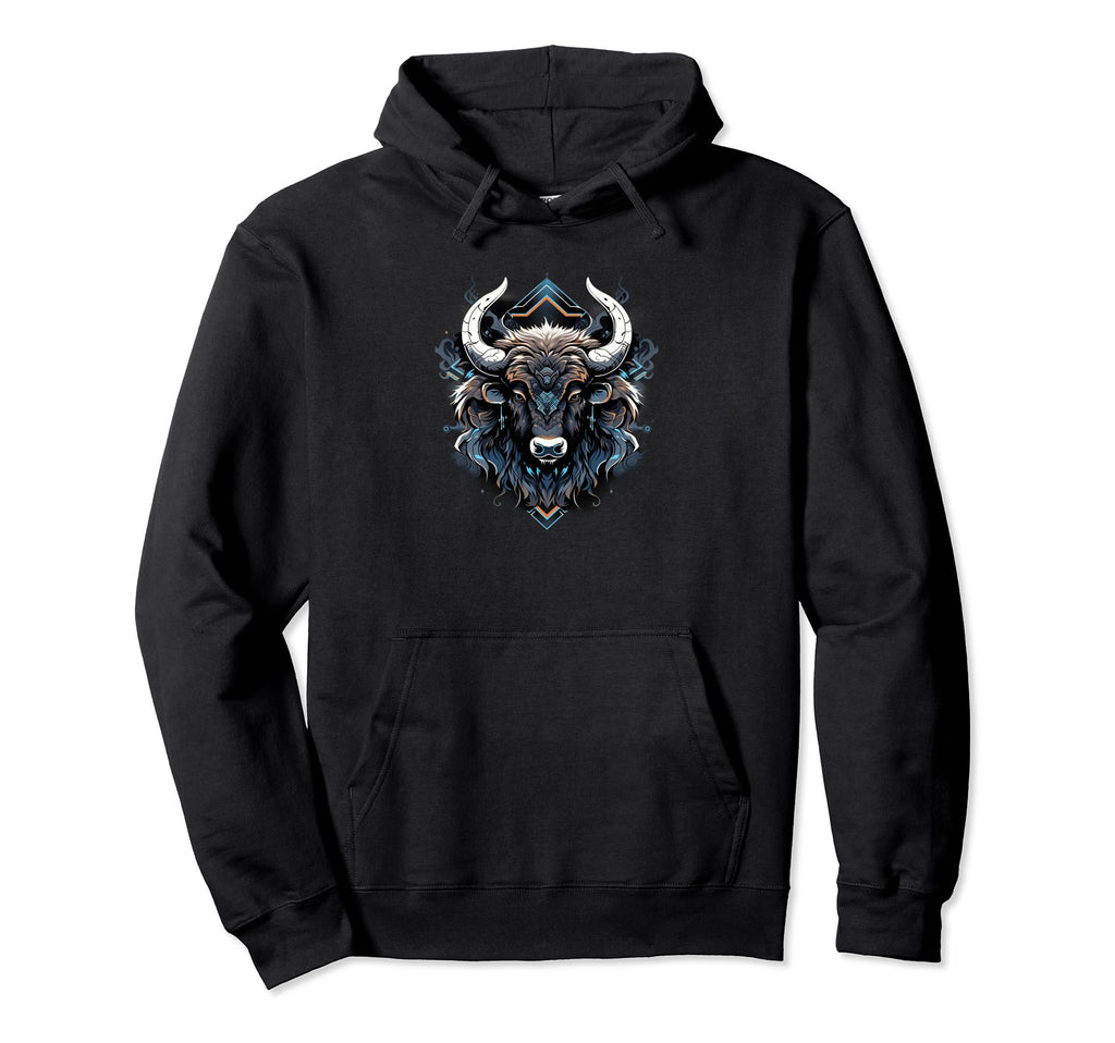 Geometric Bison Roaming Wild Western Hoodie - Fun Novelty Design Men Women - T-Shirt, Sweatshirt, Hoodie