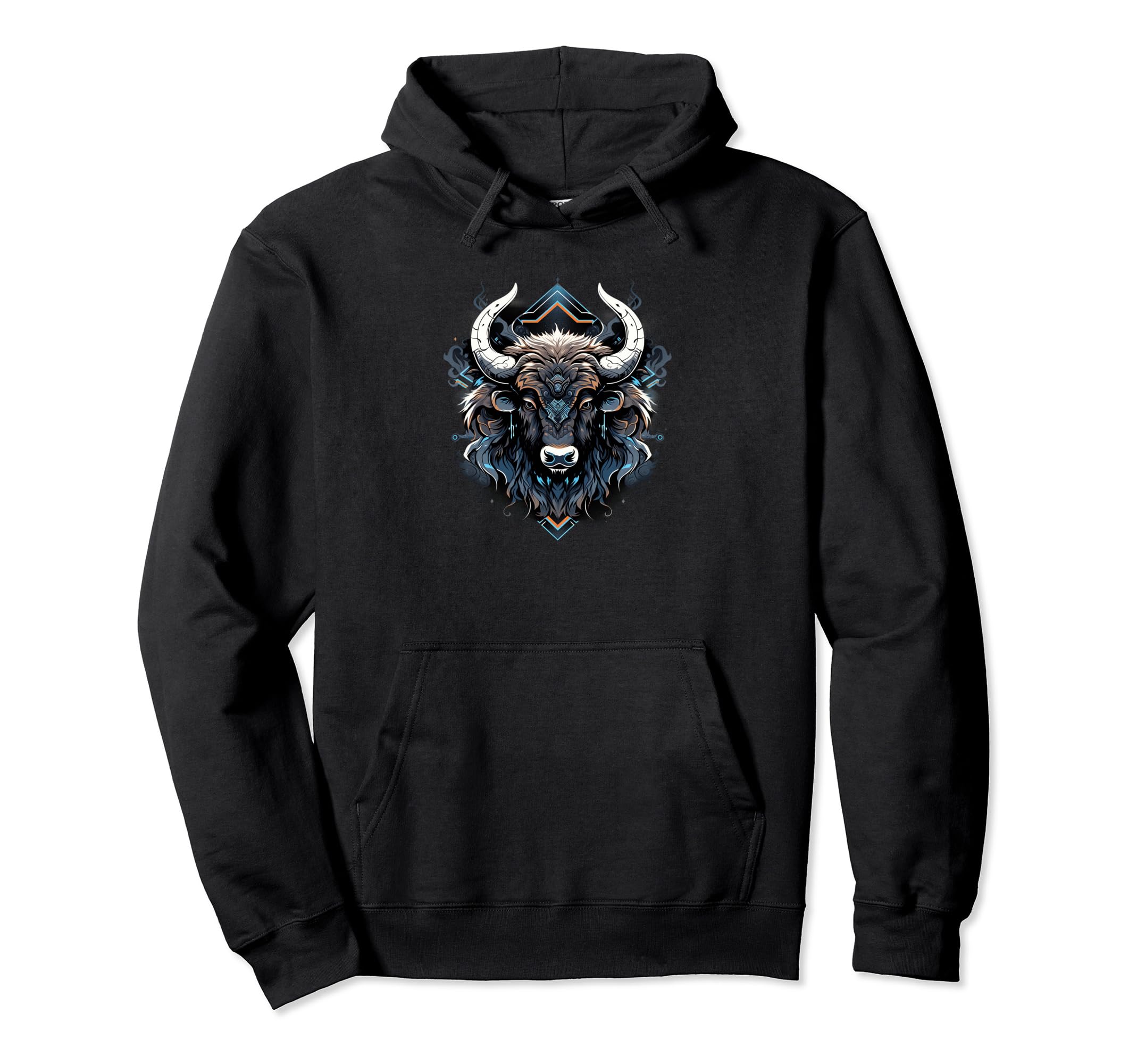 Geometric Bison Roaming Wild Western Hoodie - Fun Novelty Design Men Women - T-Shirt, Sweatshirt, Hoodie