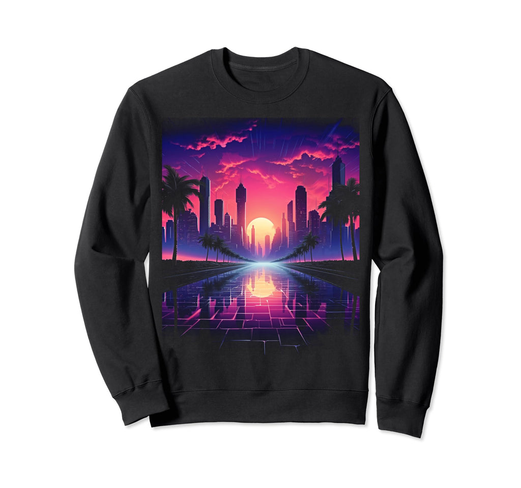 Vaporwave Cityscape 80S Synthwave 3 Sweatshirt - Streetwear Style Men Women - T-Shirt, Sweatshirt, Hoodie