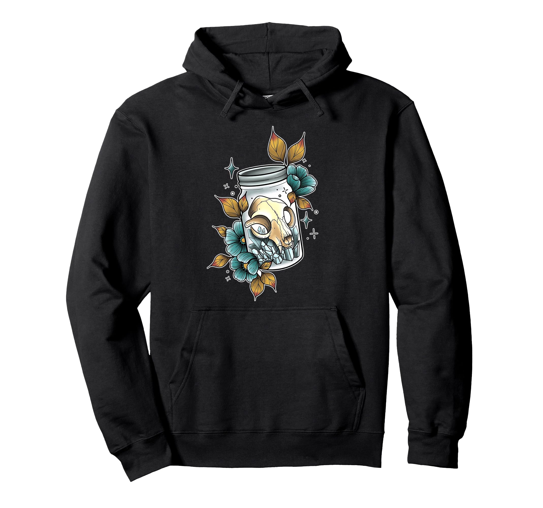 Animal Skull Crystal Jar Neo Traditional Hoodie - Graphic Print Unisex - T-Shirt, Sweatshirt, Hoodie