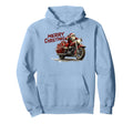 Merry Santa Riding Motorcycle Bike Hoodie - Unique Graphic Men Women - T-Shirt, Sweatshirt, Hoodie