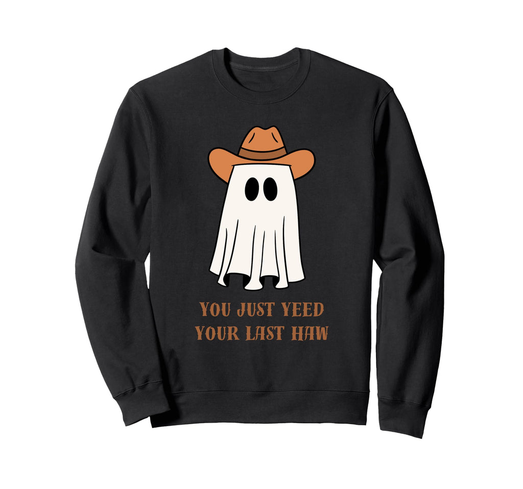 Cowboy Ghost Halloween Sweatshirt - Casual Everyday Wear for Adults - T-Shirt, Sweatshirt, Hoodie