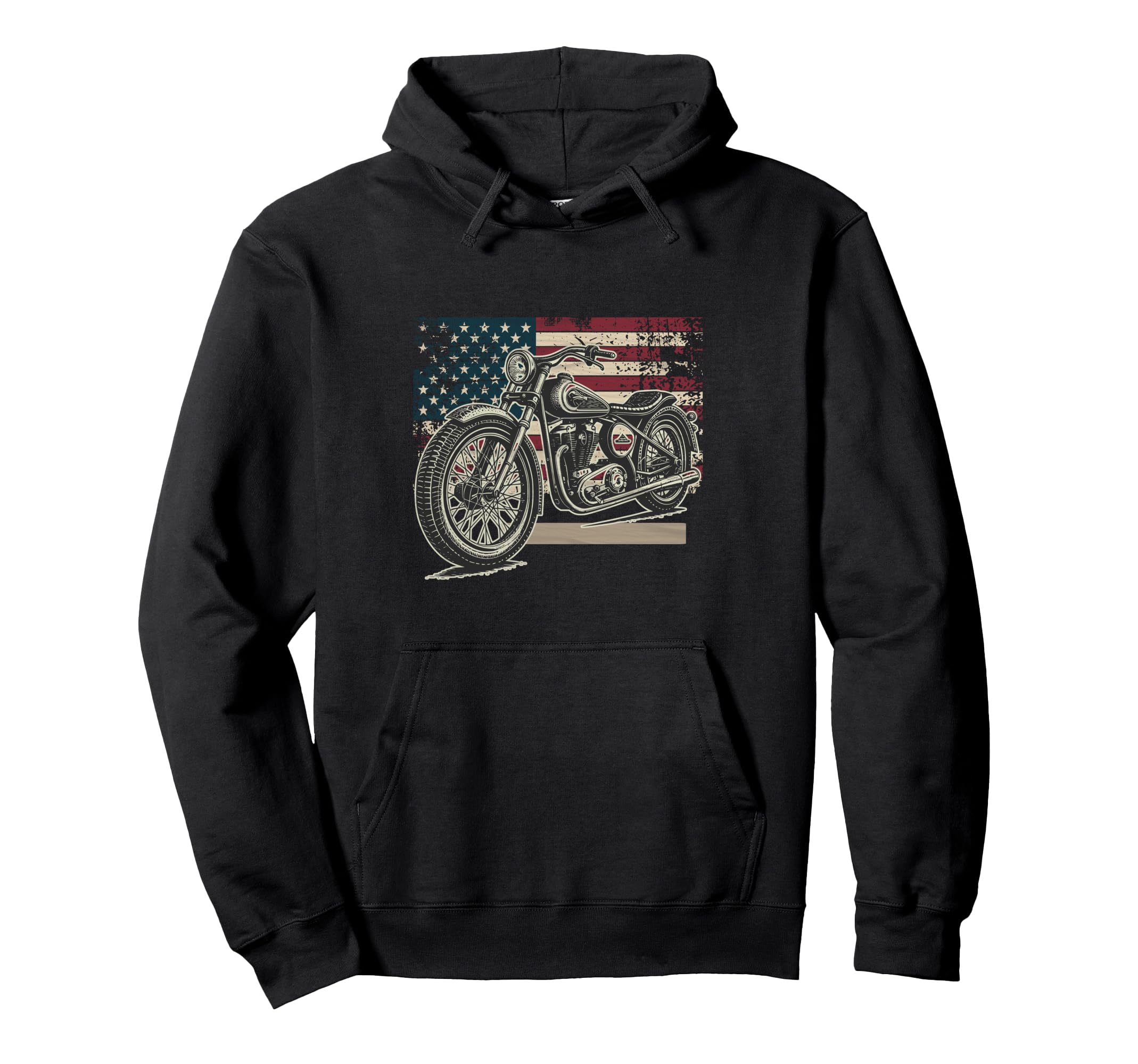 Distressed American Flag Motorcycle Hoodie - Custom Art Print Men Women - T-Shirt, Sweatshirt, Hoodie