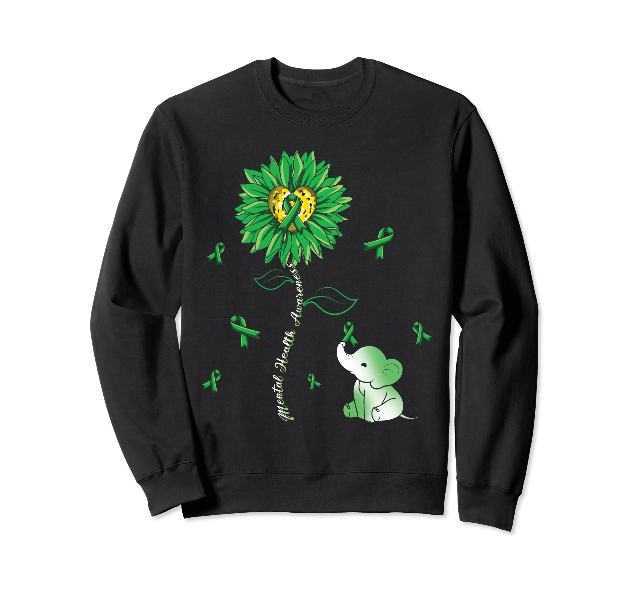 Green Elephant Awareness Ribbon Sweatshirt - Aesthetic Graphic for Adults - T-Shirt, Sweatshirt, Hoodie