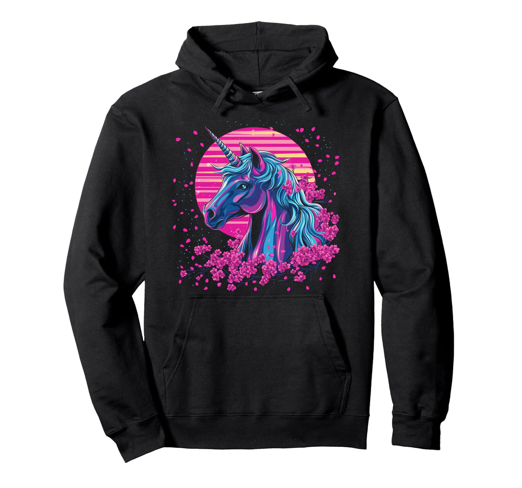 Vaporwave Unicorn Cherry Blossoms Hoodie - Aesthetic Graphic Unisex - T-Shirt, Sweatshirt, Hoodie
