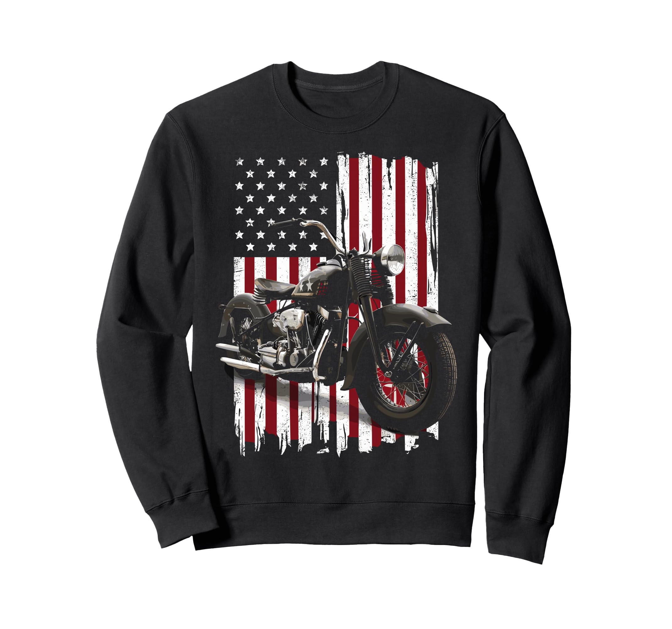 Patriotic Motorcycle Usa Flag Sweatshirt - Custom Art Print for Adults - T-Shirt, Sweatshirt, Hoodie