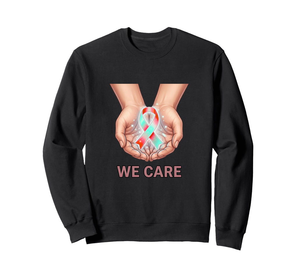 We Care Hands Ribbon Support Awareness Sweatshirt - Graphic Print Men Women - T-Shirt, Sweatshirt, Hoodie