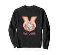 We Care Hands Ribbon Support Awareness Sweatshirt - Graphic Print Men Women - T-Shirt, Sweatshirt, Hoodie