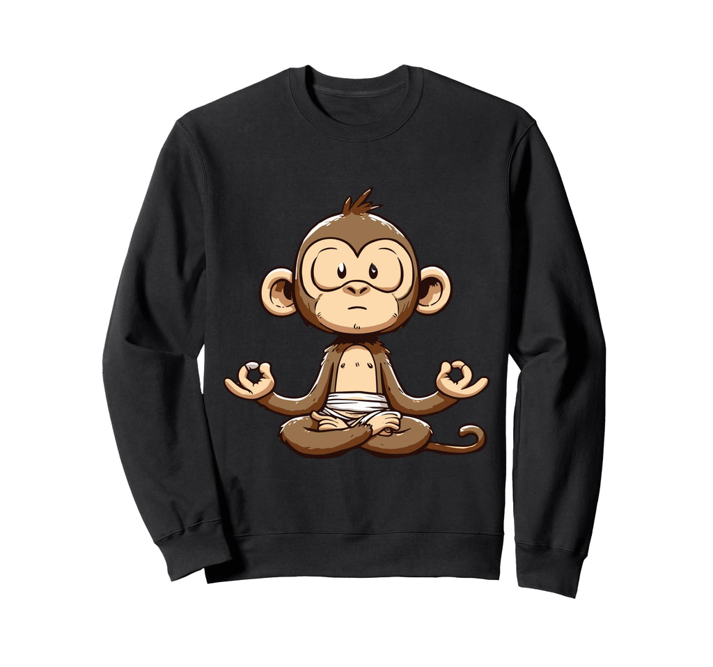 Meditation Monkey Yoga Pose Relaxing Sweatshirt - Aesthetic Graphic Unisex - T-Shirt, Sweatshirt, Hoodie