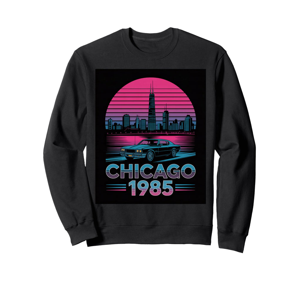 Chicago 1985 Skyline Muscle Car Sweatshirt - Streetwear Style Men Women - T-Shirt, Sweatshirt, Hoodie