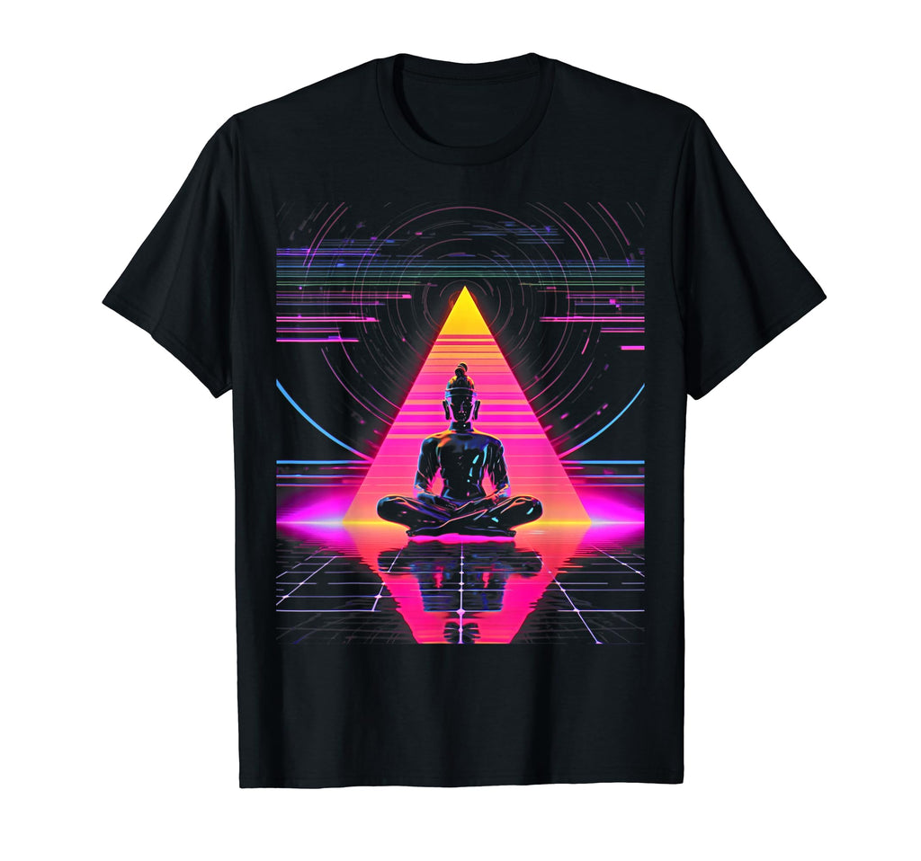 Synthwave Buddha Alien Cyberpunk 80S T-Shirt - Custom Art Print Men Women - T-Shirt, Sweatshirt, Hoodie