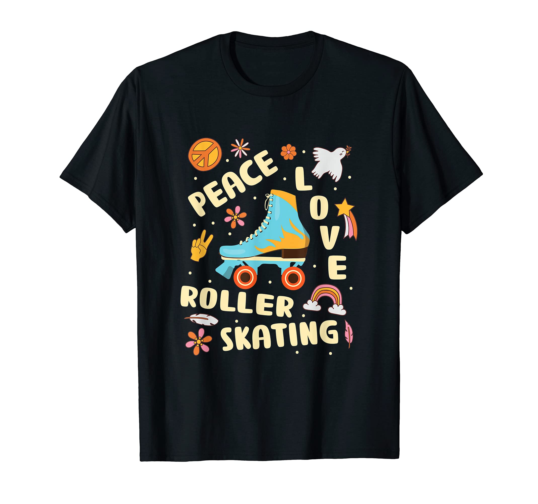 Peace Love Roller Skating Skate T-Shirt - Fun Novelty Design for Adults - T-Shirt, Sweatshirt, Hoodie