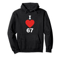 Heart 67 Pop Art Number Minimal Hoodie - Casual Everyday Wear Men Women - T-Shirt, Sweatshirt, Hoodie