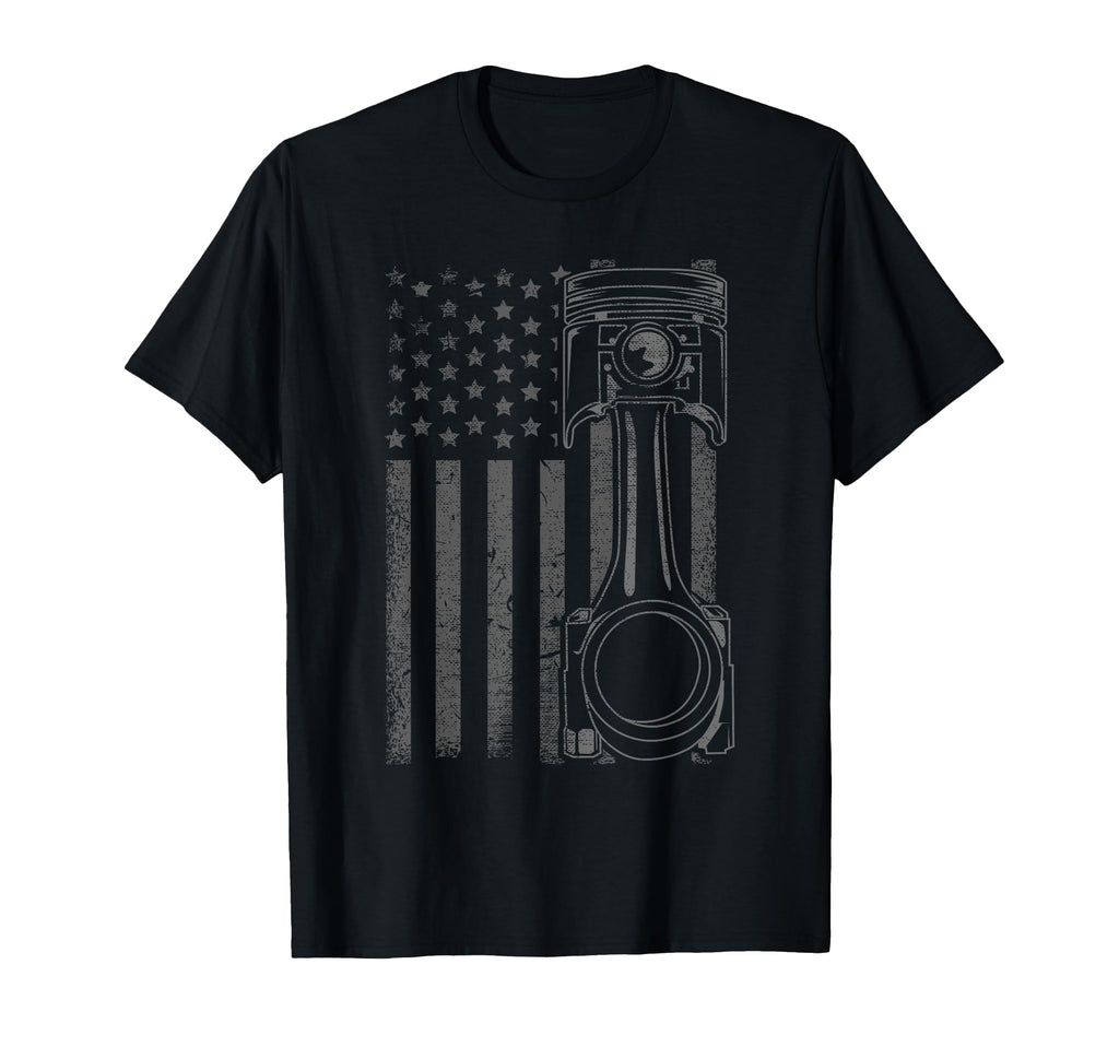 American Flag Piston Funny Muscle T-Shirt - Casual Everyday Wear Unisex - T-Shirt, Sweatshirt, Hoodie