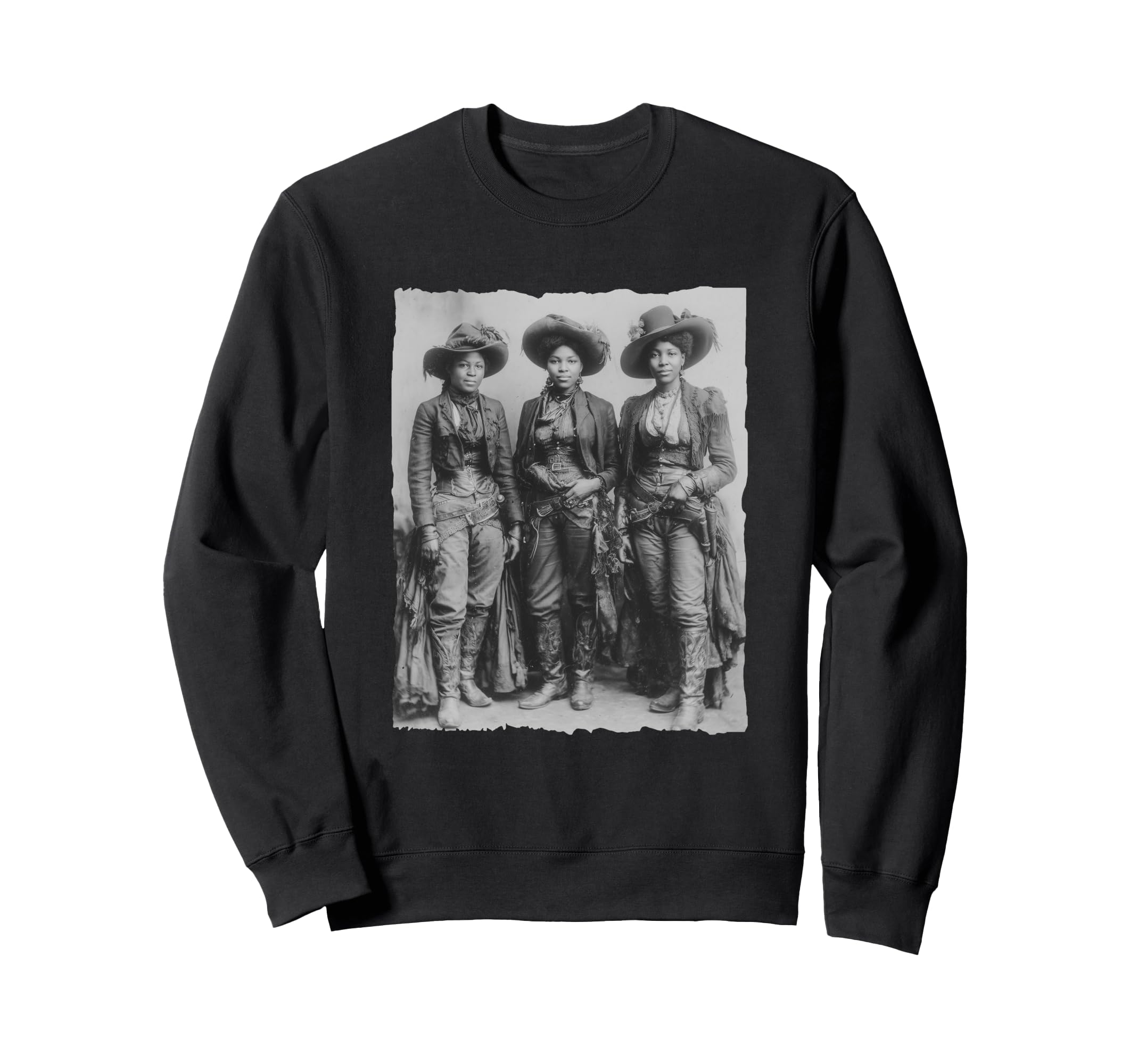 Bold Black Cowgirl History Sweatshirt - Aesthetic Graphic for Adults - T-Shirt, Sweatshirt, Hoodie