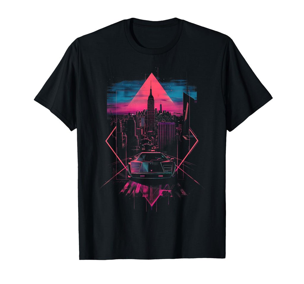 City Skyline 1980S 1990S Car T-Shirt - Fun Novelty Design Men Women - T-Shirt, Sweatshirt, Hoodie