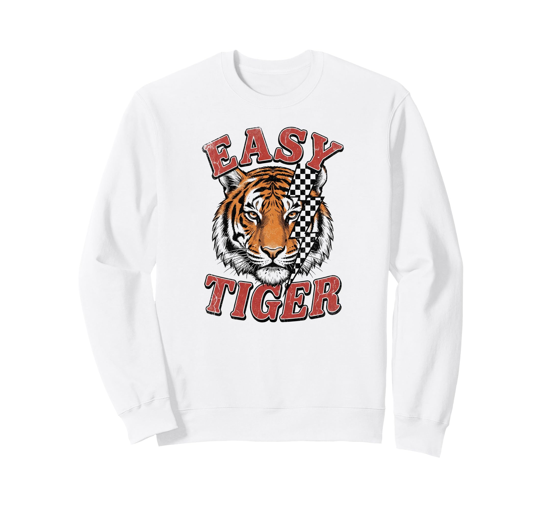 Easy Tiger Checkered Lightning Bolt Sweatshirt - Unique Graphic Unisex - T-Shirt, Sweatshirt, Hoodie