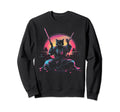 Synthwave Cat Samurai Mediation Sweatshirt - Streetwear Style Unisex - T-Shirt, Sweatshirt, Hoodie