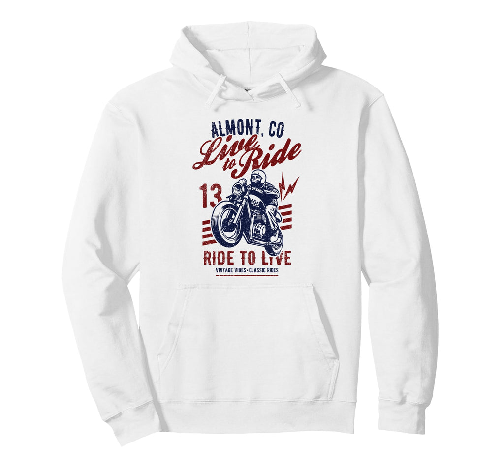 Almont Colorado Usa Motorcycle Hoodie - Casual Everyday Wear Men Women - T-Shirt, Sweatshirt, Hoodie