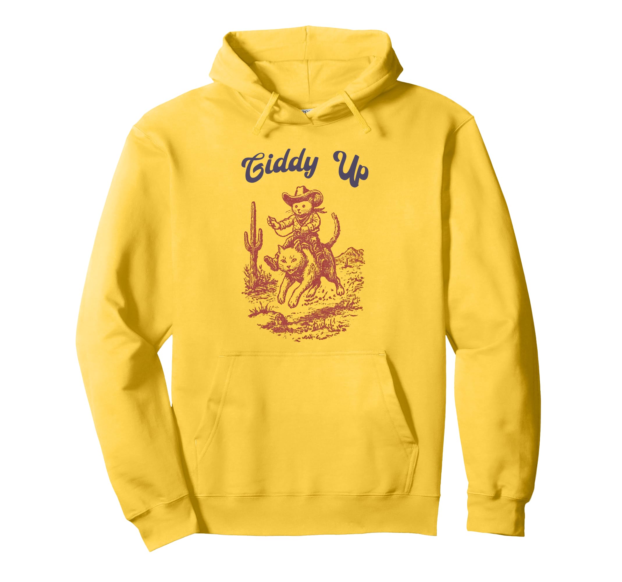 Cowboy Mouse Riding Cat Western Rodeo Hoodie - Novelty Apparel for Adults - T-Shirt, Sweatshirt, Hoodie