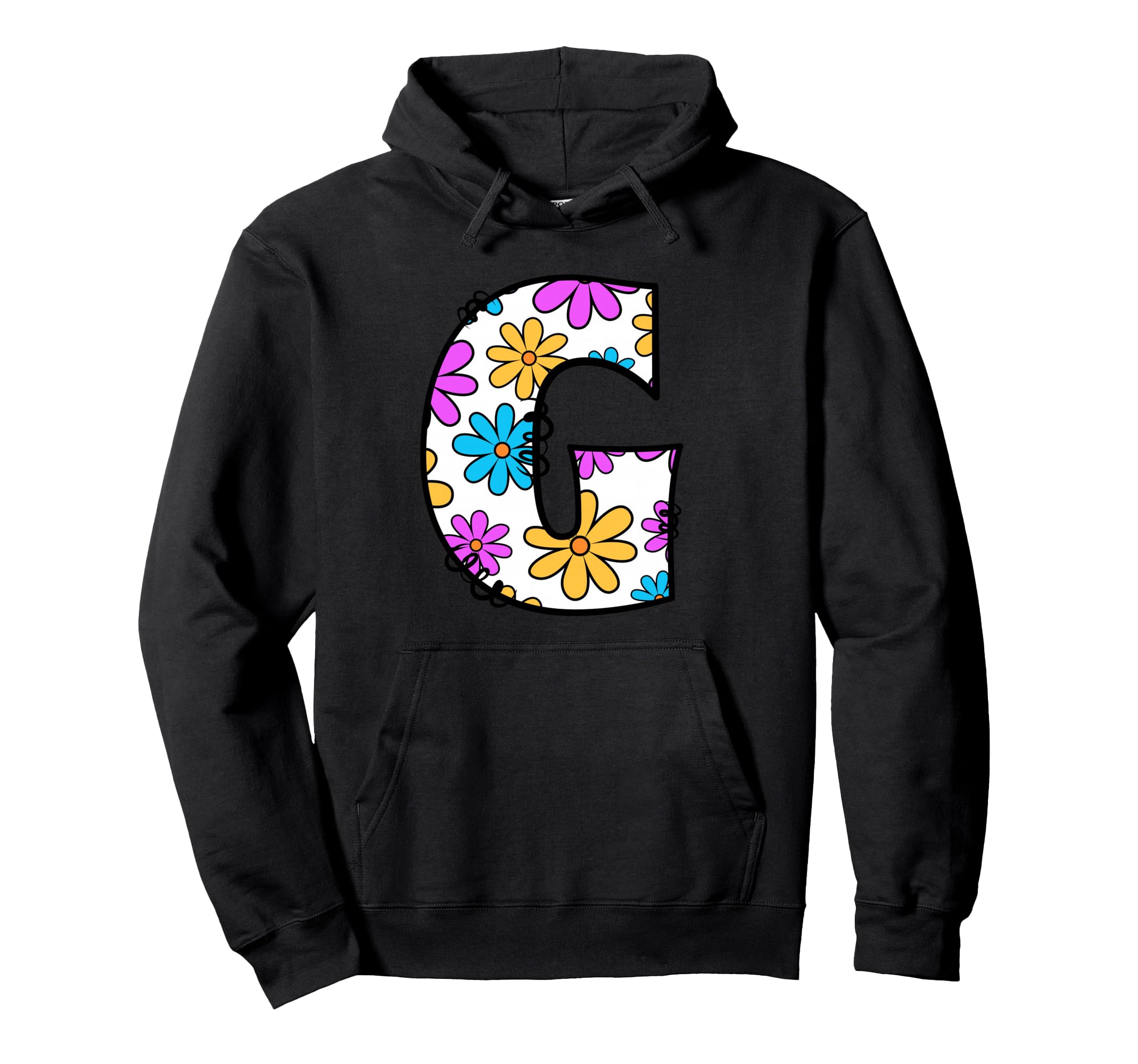Letter G Daisy Floral Alphabet Hoodie - Custom Art Print Men Women - T-Shirt, Sweatshirt, Hoodie